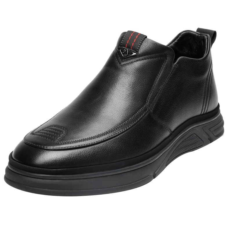 红蜻蜓男鞋潮鞋新款冬季真皮软底皮鞋男一脚蹬圆头牛皮休闲男鞋