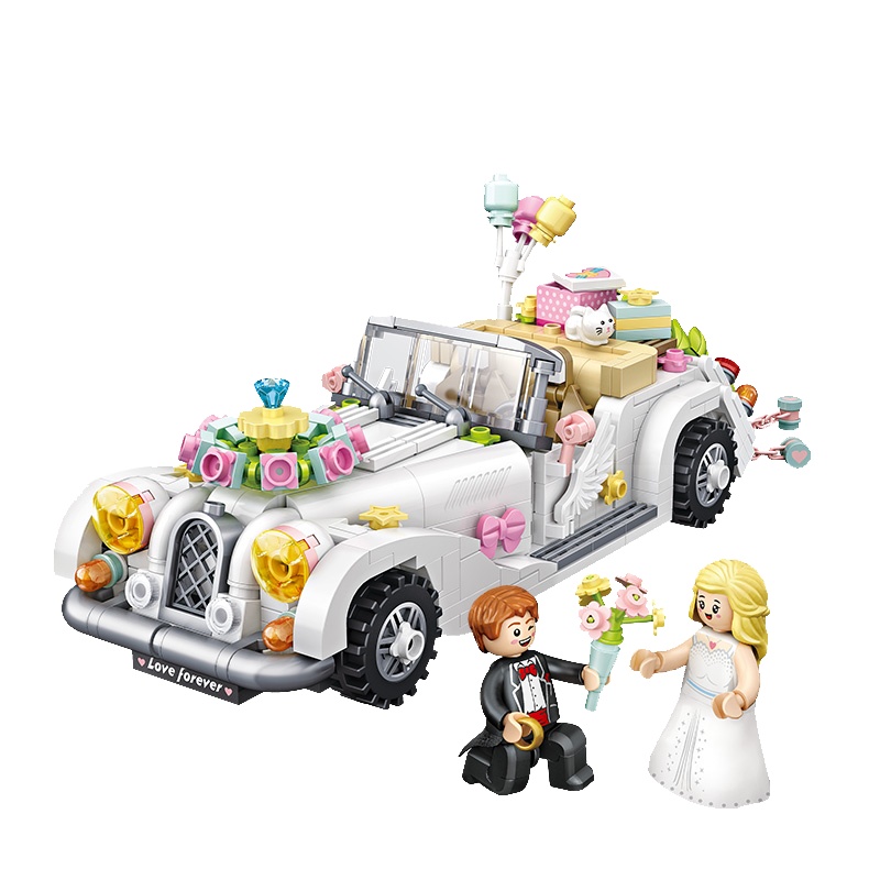 俐智loz小颗粒积木 白色婚纱婚车迷你益智拼装玩具拼插女孩成年人1119