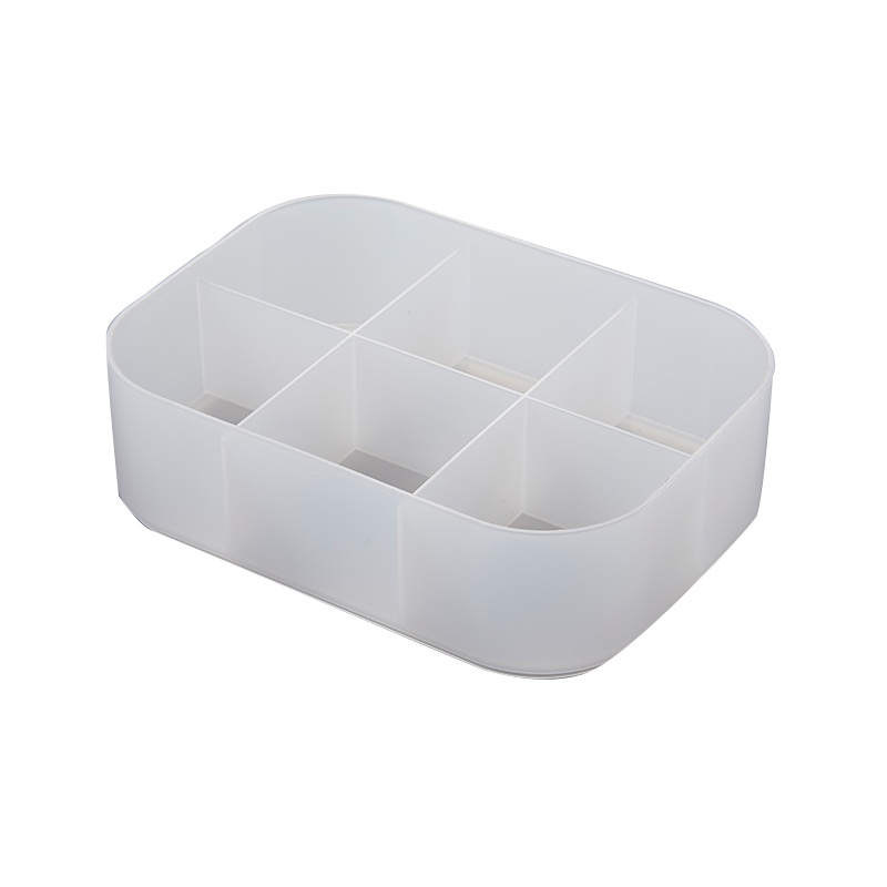 HOUYA好雅 1件装 六个分区桌面化妆品收纳盒 杂物储物盒 无印风格整理盒