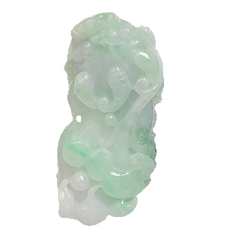 缘源珠宝 天然A货翡翠吊坠 细糯飘绿翡翠貔貅玉坠 男女款翡翠挂件附送证书