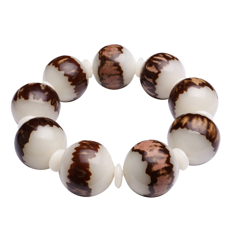 月印百川 白玉菩提根手链带皮菩提子佛珠手串男款手把件商务礼品