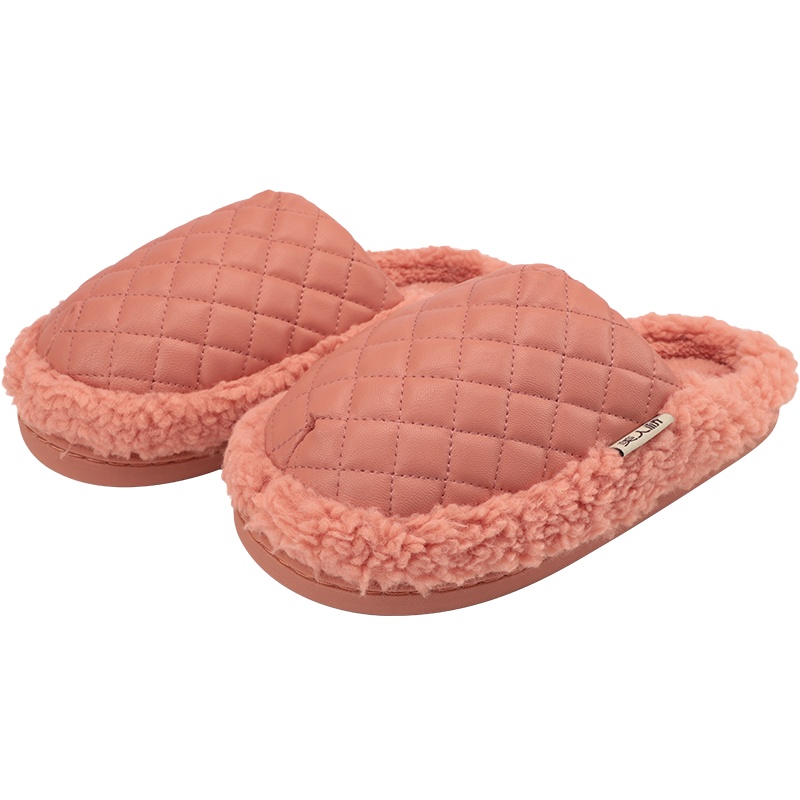 美人桥情侣棉拖鞋女冬季居家用男士保暖防滑室内菠萝包可爱皮面月子鞋