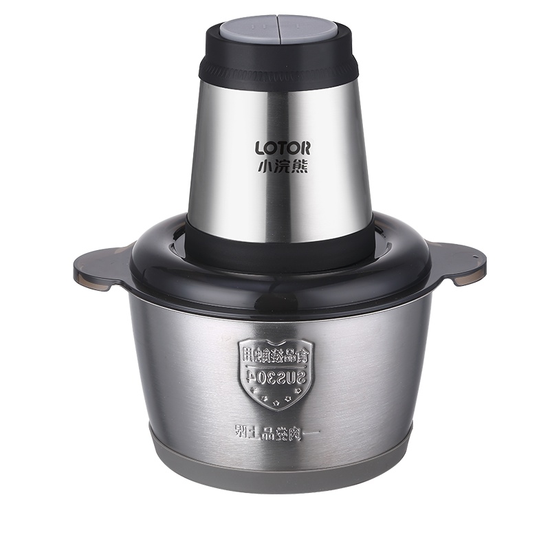 小浣熊绞肉机QSJ-9 家用2L不锈钢全钢轴心电动小型搅拌蒜泥饺馅料切碎菜打挍肉末剁辣椒器搅拌机
