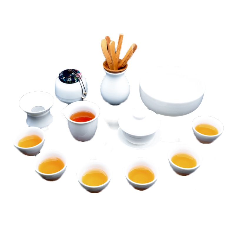 唐宏坊茶具套装 德化白瓷 羊脂玉瓷功夫茶整套茶壶茶杯 办公室陶瓷 羊脂玉白瓷茶具套装