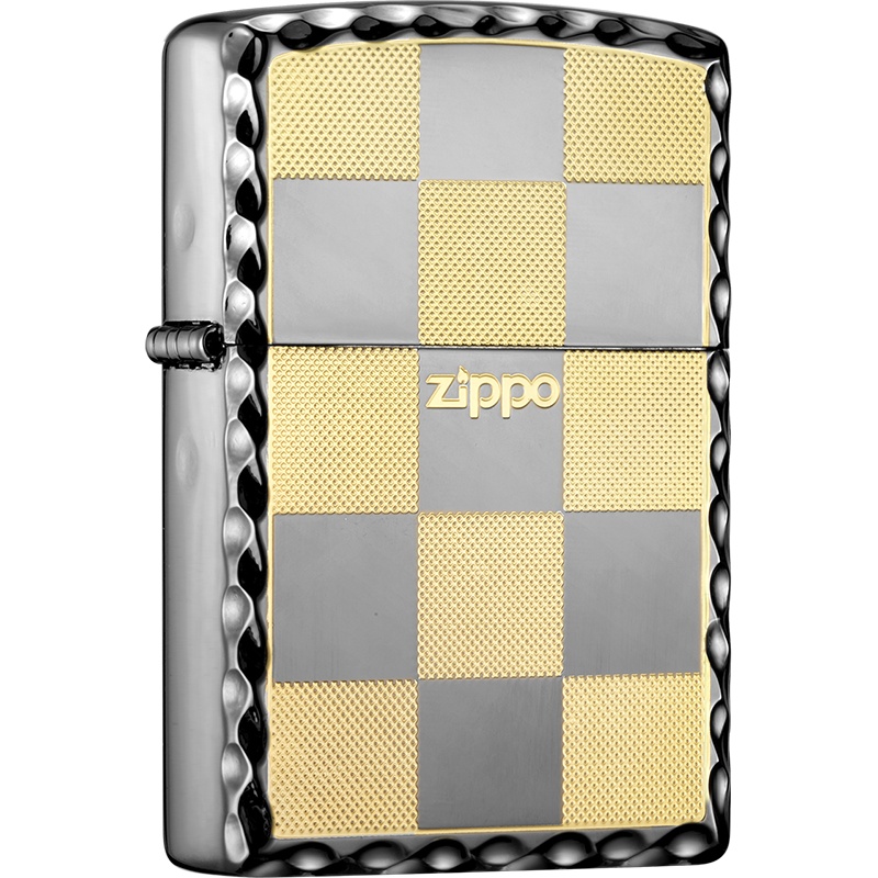 Zippo芝宝打火机美国进口之宝方风打火机煤油打火机新机无油格子-黑冰ZBT-1-12