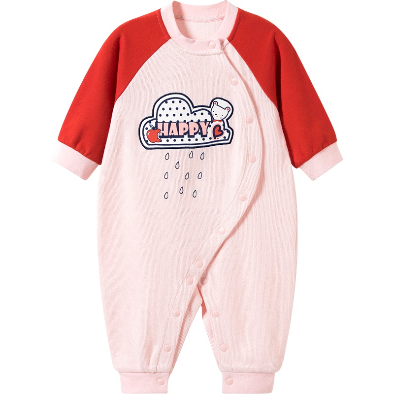 哈贝比（happyB）婴儿连体衣女宝宝秋季爬服棉质柔软衣服新生儿秋装卡通哈衣