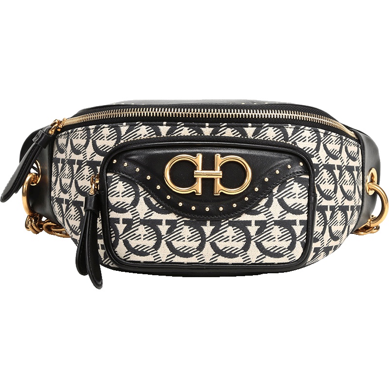 Salvatore Ferragamo 菲拉格慕 女士织物配皮腰包斜挎包 21H581