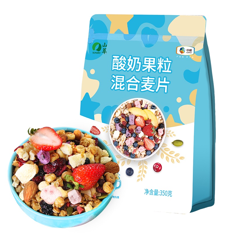 中粮山萃酸奶果粒混合麦-片350克*2袋