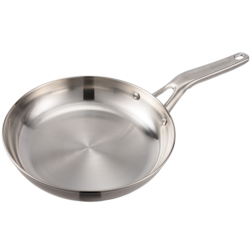 铂帝斯(BODEUX) 爱丽舍系列304不锈钢煎锅平底锅24cm 三层复打底 少油烟不易粘锅 电磁炉煤气通用