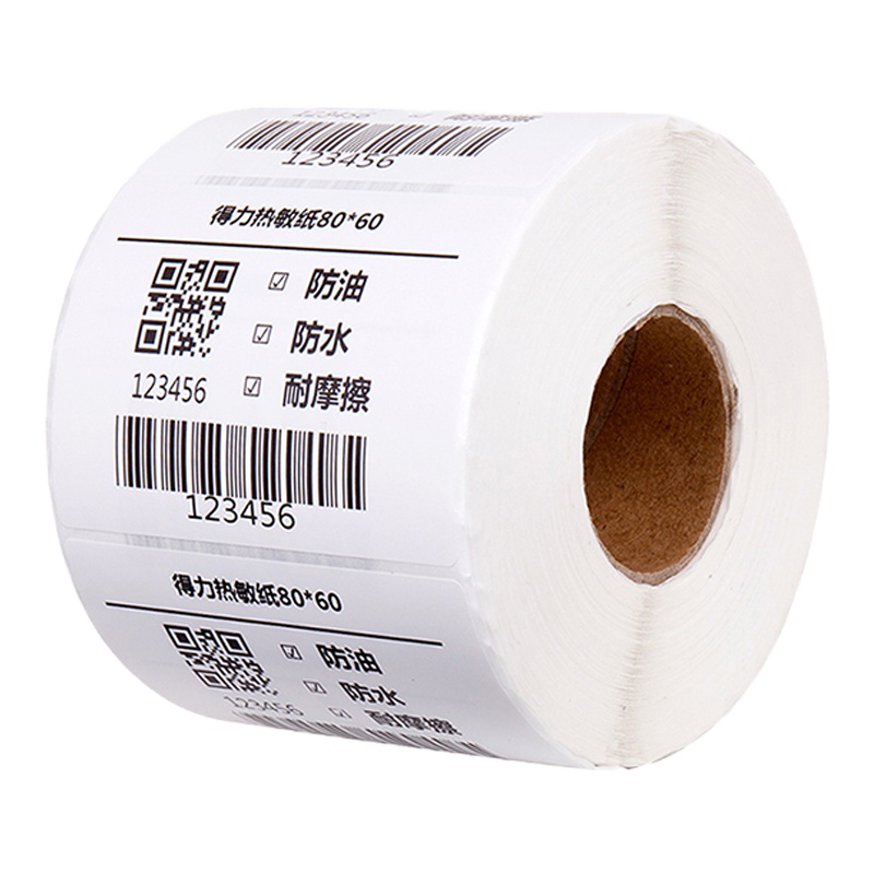 得力 12006 三防热敏标签打印纸 80*60mm 1卷装 不干胶标签