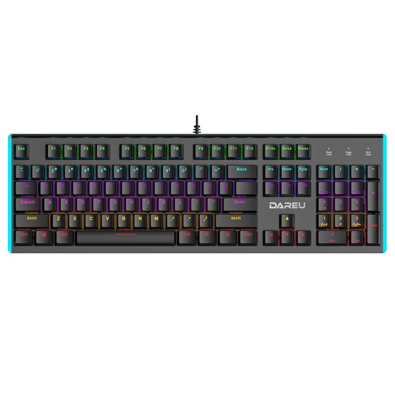 达尔优牧马人机械键盘游戏键盘有线笔记本台式电脑通用吃鸡游戏青轴黑轴104键金属电竞家用