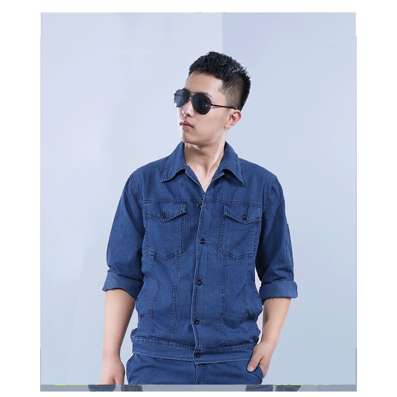 白寅 工作服套装男 纯棉焊工工装厂服 耐磨耐烫电焊薄款劳保服 拉链款套装