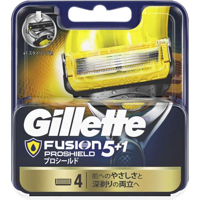 GILLETTE吉列 锋隐5致护 5+1层刀片 手动剃须刀刮胡刀 黄色替换刀头 4个装