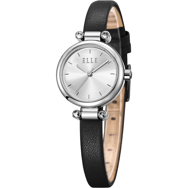 ELLE Jewel系列日本西铁城机芯圆形法式经典镶钻女表 黑色