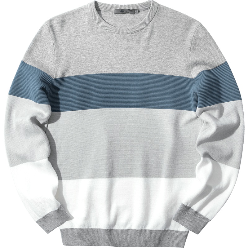 黑鲸撞色拼接针织衫春季男装长袖针织衫男CNZAJ38055A