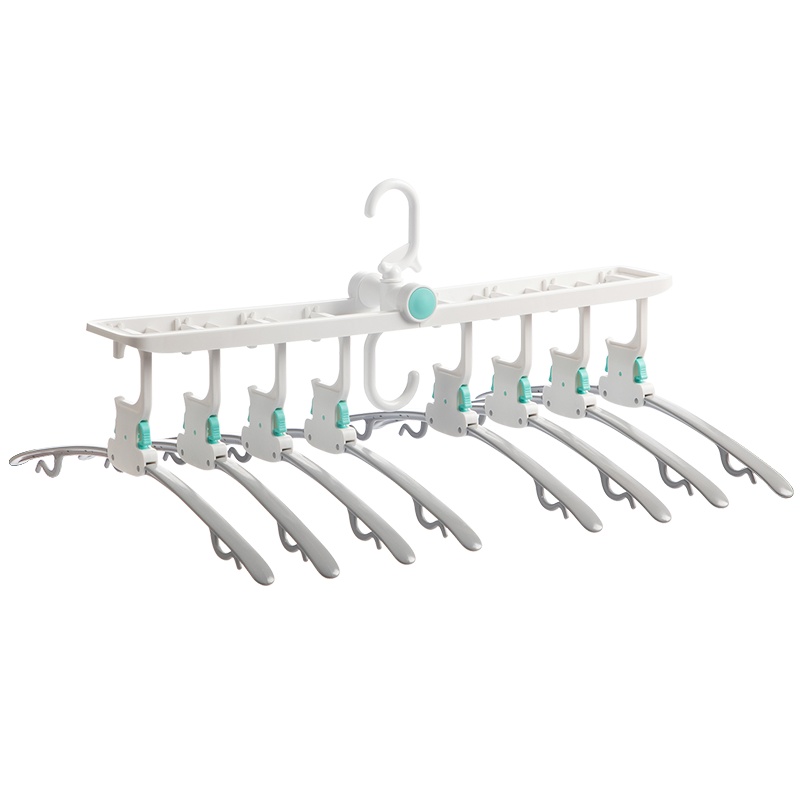 茶花多功能魔术衣架宿舍用学生晾衣架挂衣架折叠收纳衣架子晒衣架[1个装]浅绿色+白色