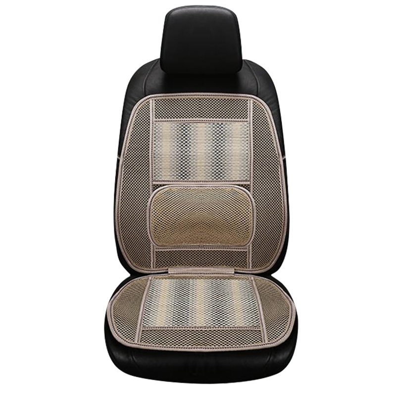 迈古(MG)[米色]夏季新款汽车凉垫座垫竹片坐垫通风透气清凉垫子连体腰靠