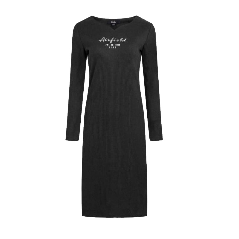 【福利款】拉夏贝尔Puella普埃拉秋季新款连衣裙女韩版休闲字母印花直筒长袖20008615