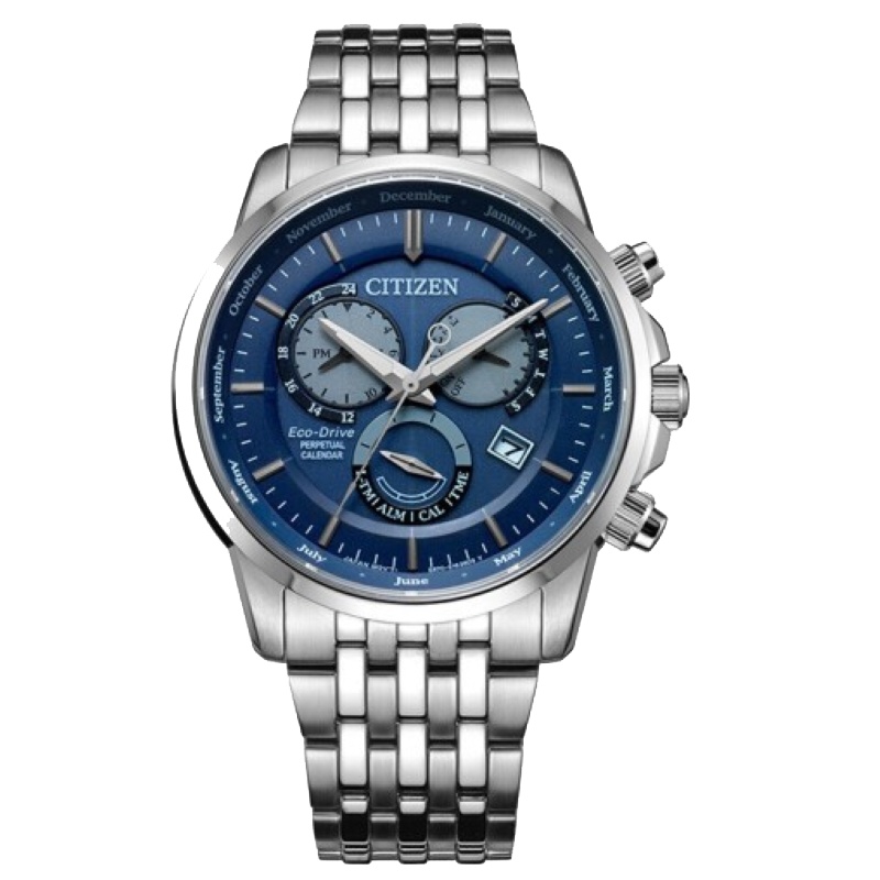 国行 西铁城（CITIZEN）光动能蓝色表盘三眼万年历时尚商务男表BL8150-86L