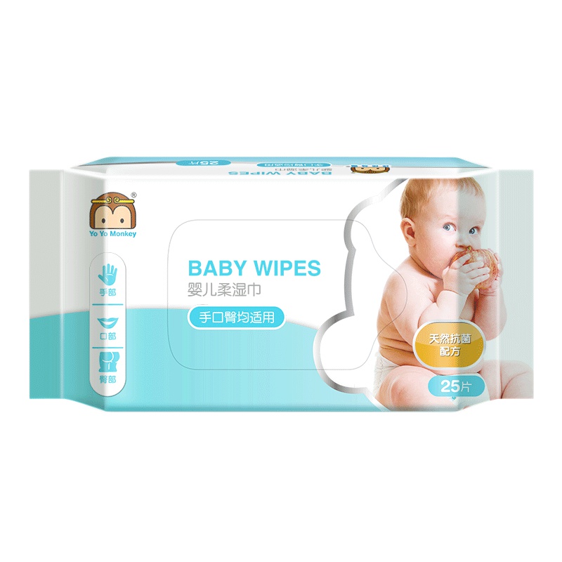 优优马骝YOYOMONKEY婴儿柔湿巾手口臀专用 25片装