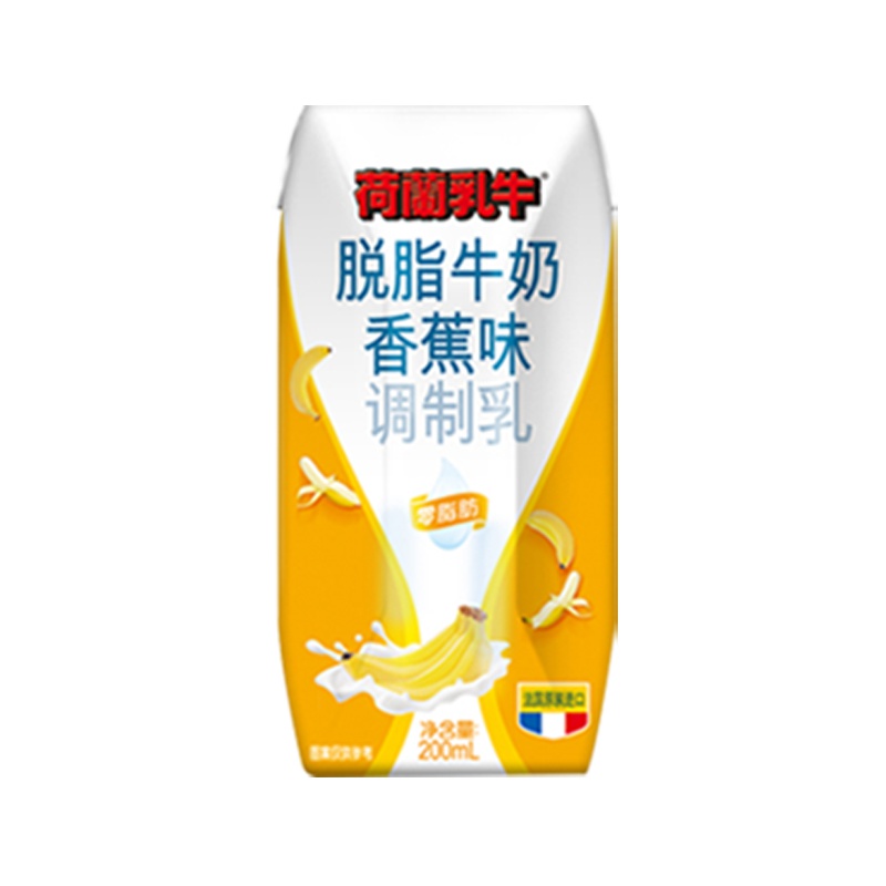 法国原装进口 荷兰乳牛 牛奶 脱脂牛奶 香蕉口味 200ml*12支