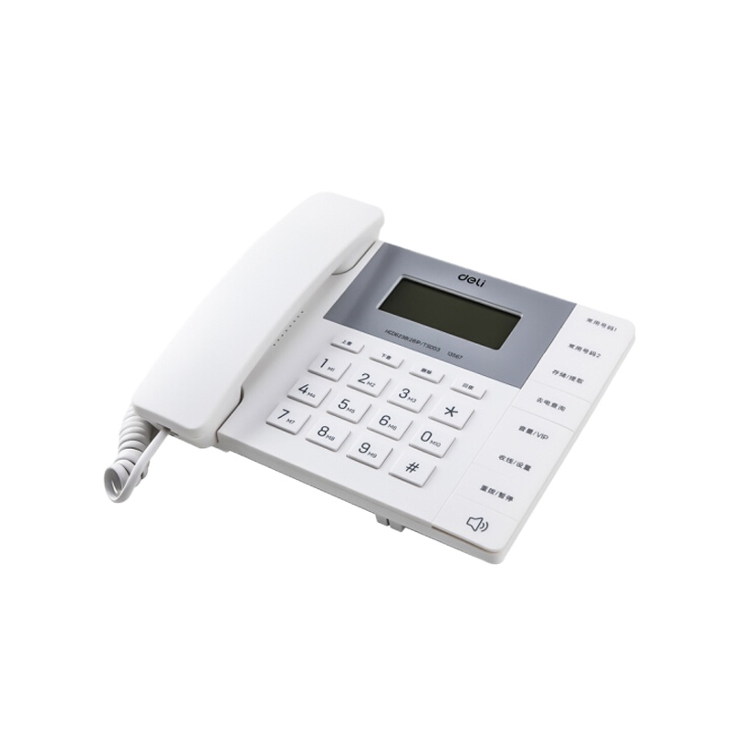 得力(deli)电话机座机 固定电话 办公家用 免电池 大按键 白13567