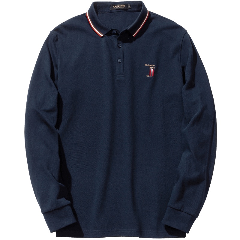 千纸鹤男装polo衫2019新款青年商务休闲翻领纯棉打底衫T恤男25128