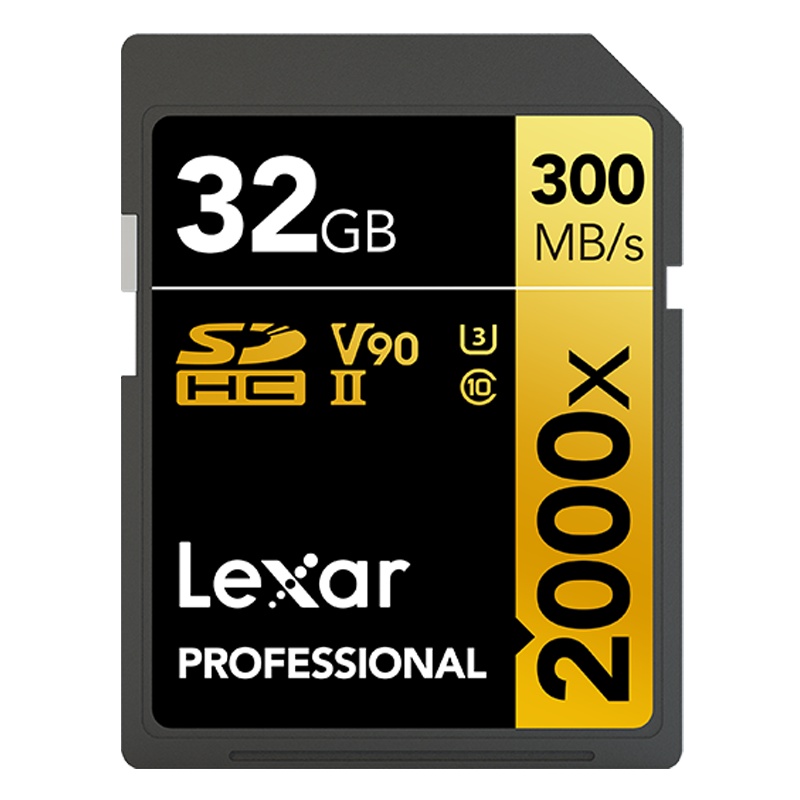雷克沙(Lexar)32GB SD卡相机内存卡读300MB/s写260MB/s UHS-II单反存储卡 V90等级8K