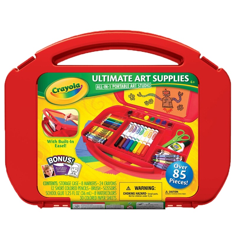 绘儿乐(Crayola)小艺术家绘画工具箱 水彩笔 蜡笔 彩铅 固体颜料便携礼盒 04-5674