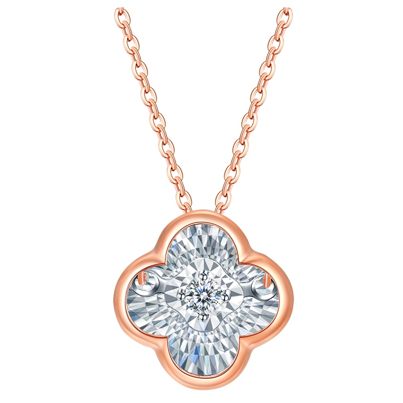 佐卡伊 LUCKY 18K金钻石项链灵动项链钻石圆钻锁骨链