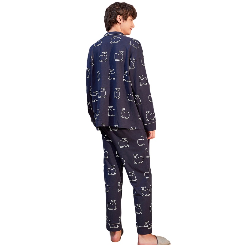 [1折价56.9元]唐狮睡衣男春秋新款长袖居家服宽松舒适可外穿家居服纯棉