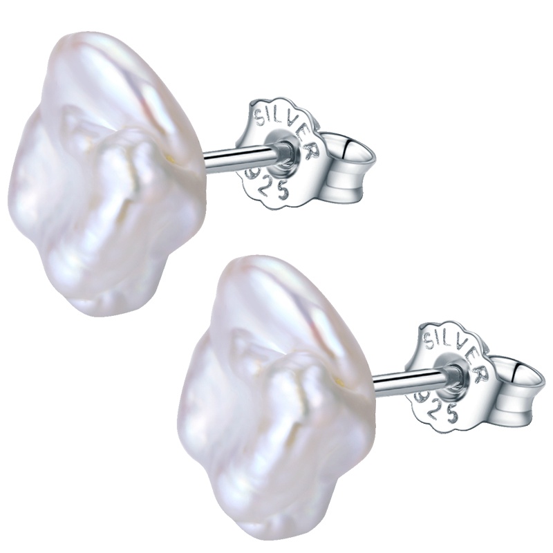 佰色传情巴洛克纯银耳环女异形复古小巧耳饰天然大珍珠耳钉