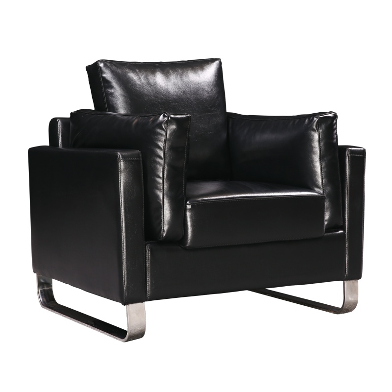 [红心家居]办公室沙发单人位沙发现代简约皮艺休闲沙发