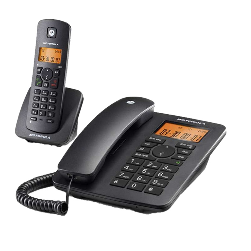 摩托罗拉(MOTOROLA)C4200C数字无绳电话机/座机/子母机免提来电显示低辐射家用办公一拖一固定无线座机(黑色)