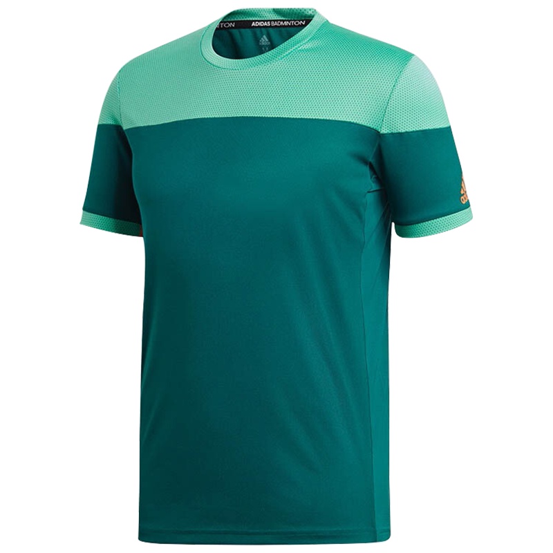 阿迪达斯 (adidas)春夏新款羽毛球短袖男女款圆领T恤休闲运动短袖针织速干透气情侣款运动短袖 男款灰绿色短袖CW70