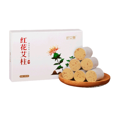 卜吻中医保健 新款红花艾柱 草本女性家用陈年艾绒艾灸柱艾灸艾柱艾条艾灸盒 红花加药艾柱 一盒54