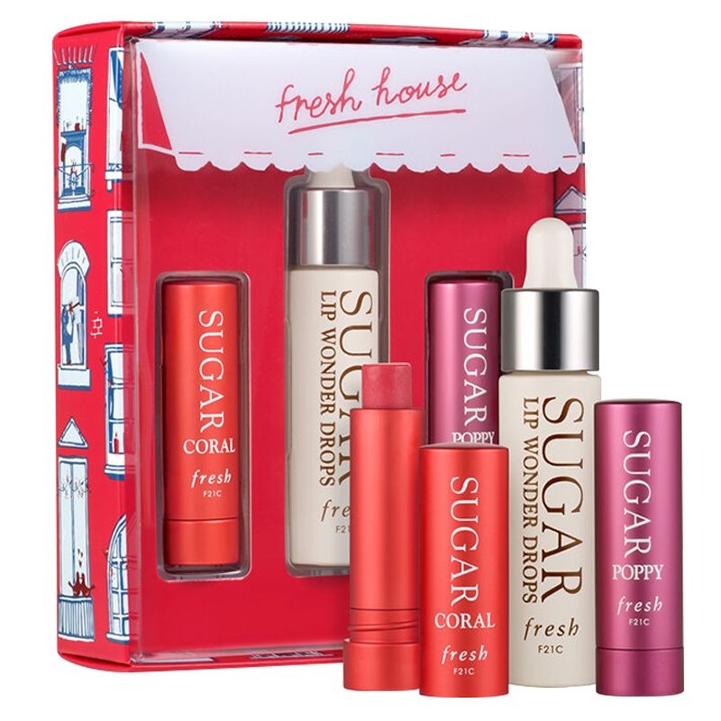 馥蕾诗澄糖缤纷护唇礼盒(澄糖奇妙精华液5ml+澄糖唇膏迷醉罂红2.2g+珊瑚红2.2g)