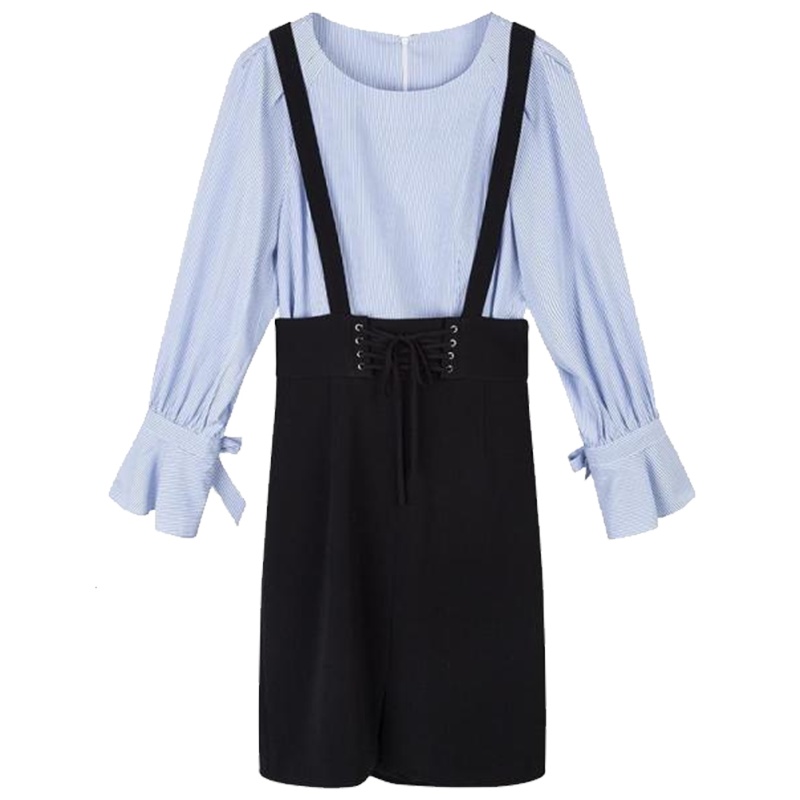 【热卖】两件套连衣裙女式春季新款韩版学院风学生衬衫软妹套装短裙子30081475