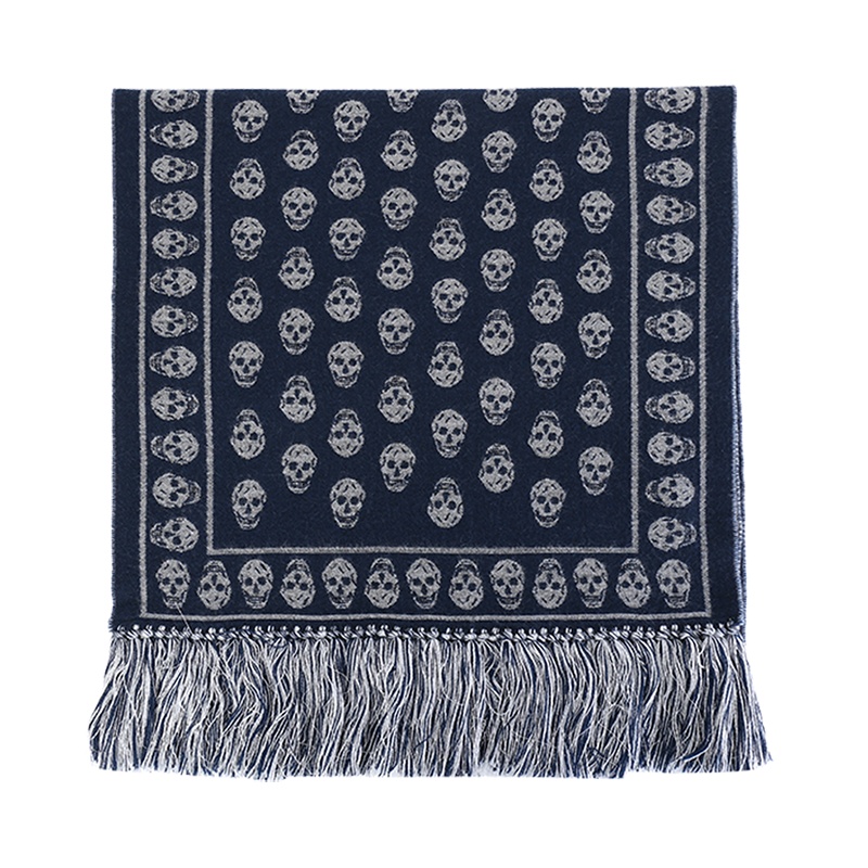 ALEXANDER MCQUEEN 亚历山大·麦昆 女士黑色红色纯羊毛流苏围巾黑色 358929 3A81Q 4063