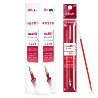 得力(deli) 6901 中性笔芯0.5mm半针管 20支/盒 (单位:件) 红