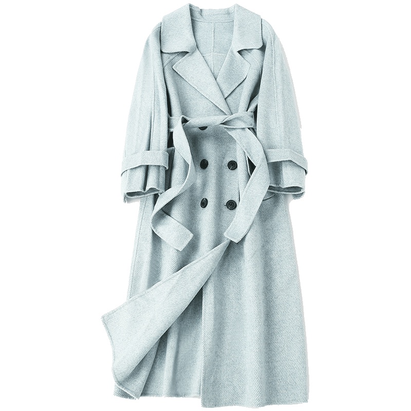 憨厚皇后海宁新款春2019羊毛双面呢子外套女士长款双排扣韩版大衣