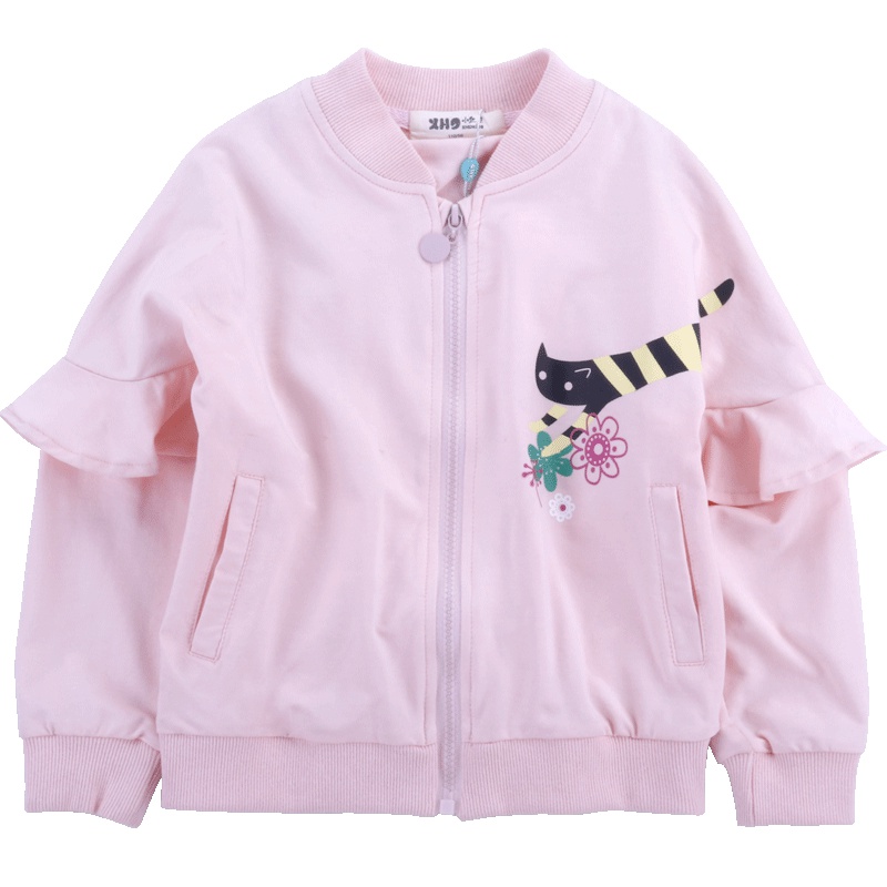 小红豆童装2019春秋薄款女童外套棉质韩版落肩薄款休闲棒球服上衣