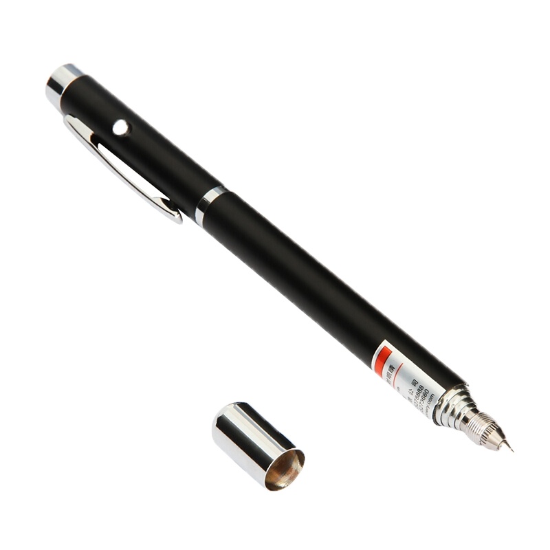 【精选】得力(deli)3934 可伸缩激光教鞭 便携式激光笔/无线演示器 黑/银随机 红光