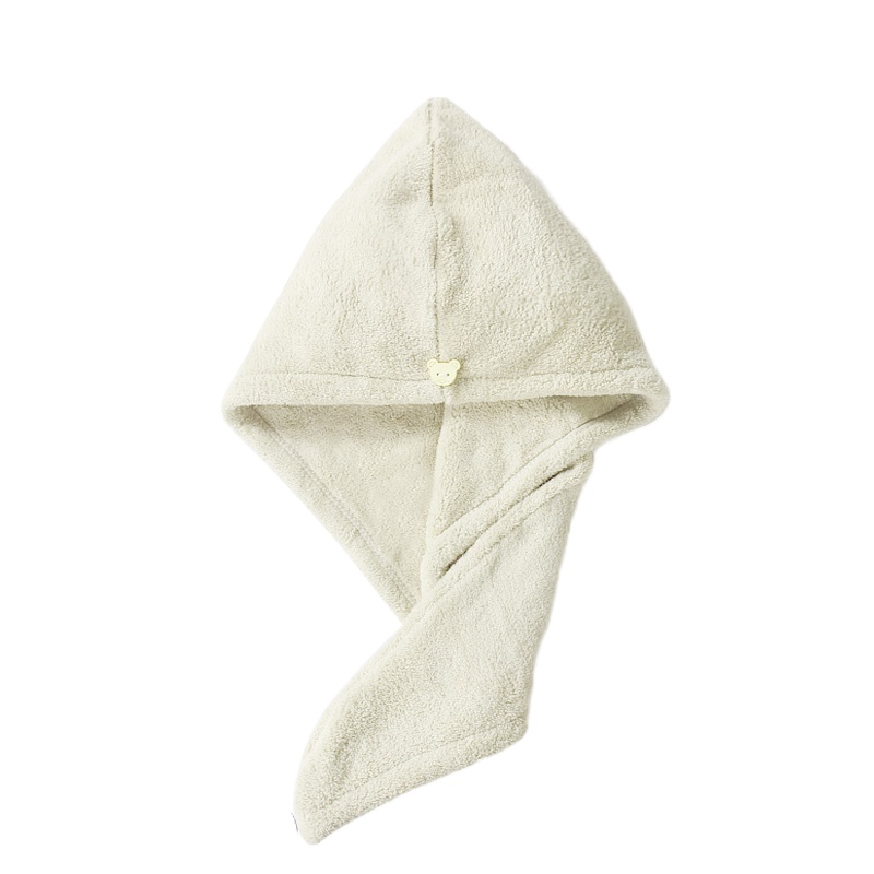 珊瑚绒干发帽女网红抖音干湿帽擦头发浴帽加厚双层吸水速干帽 三维工匠 单层加厚米白色1条