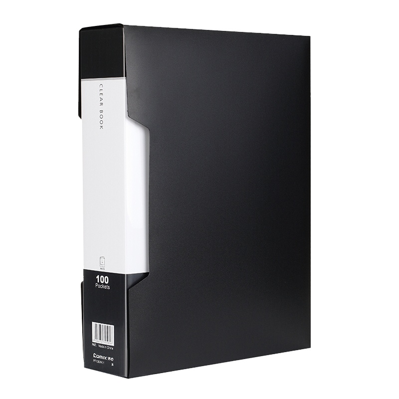 齐心 PF100AK-1 超省钱大容量资料册 A4 100袋 配外壳 黑*1