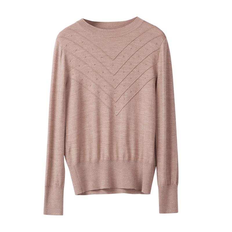 晚白 2020春季新品通勤简约百搭纯色圆领长袖打底衫针织衫羊毛衫女