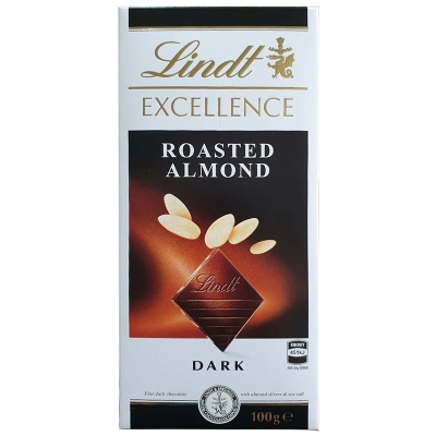 LINDT瑞士莲特醇排装杏仁黑巧克力100G