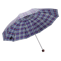 天堂伞 三折晴雨伞加大经典商务伞强效拒氺男女通用大伞61cm*10骨 359格子 紫色