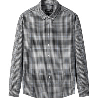 【四面弹】柒牌长袖衬衫男秋冬新款商务休闲撞色翻领格纹开衫上衣