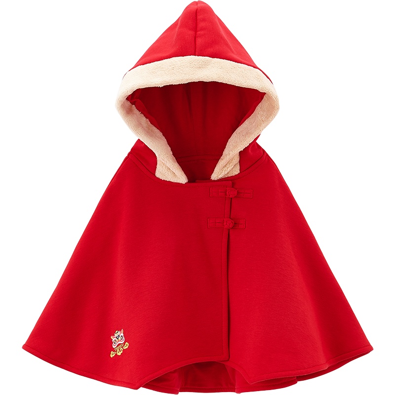 英氏女童斗篷宝宝新年装连帽外套披肩 2020秋冬新款